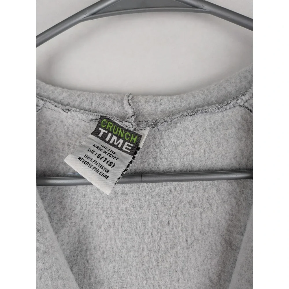 Crunch Time Kids Gray Full Zip‎ Fleece Lined Hoodie Sweatshirt Size 6 7